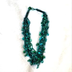 Green Beaded Statement Necklace Hand crafted